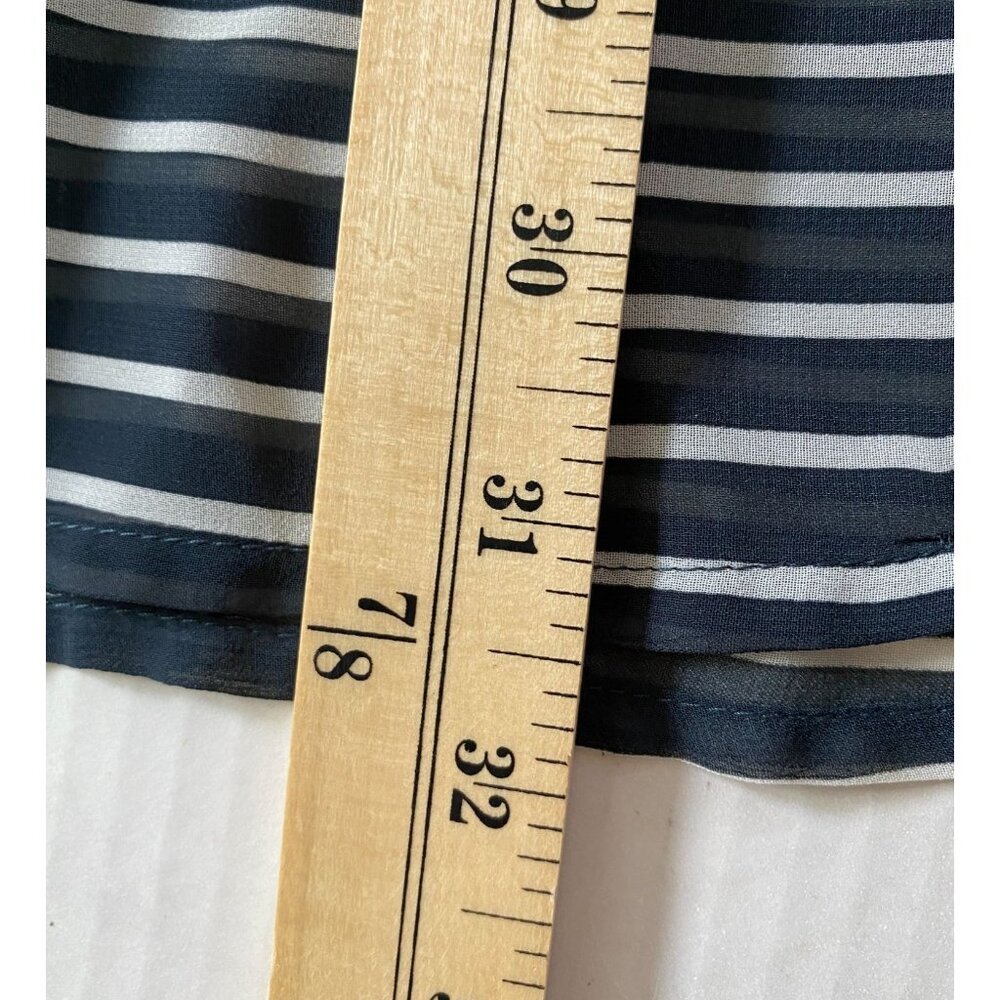 Lane Bryant Womens Navy/White Striped Button-Up Tunic Collared Size 22/24 Sheer - Picture 8 of 11
